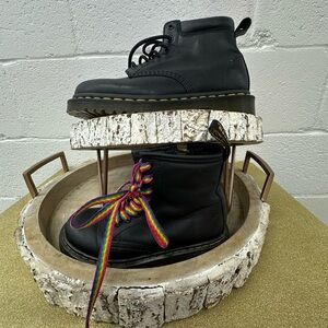 Dr. Martens Kids Black Boots with Colorful Laces